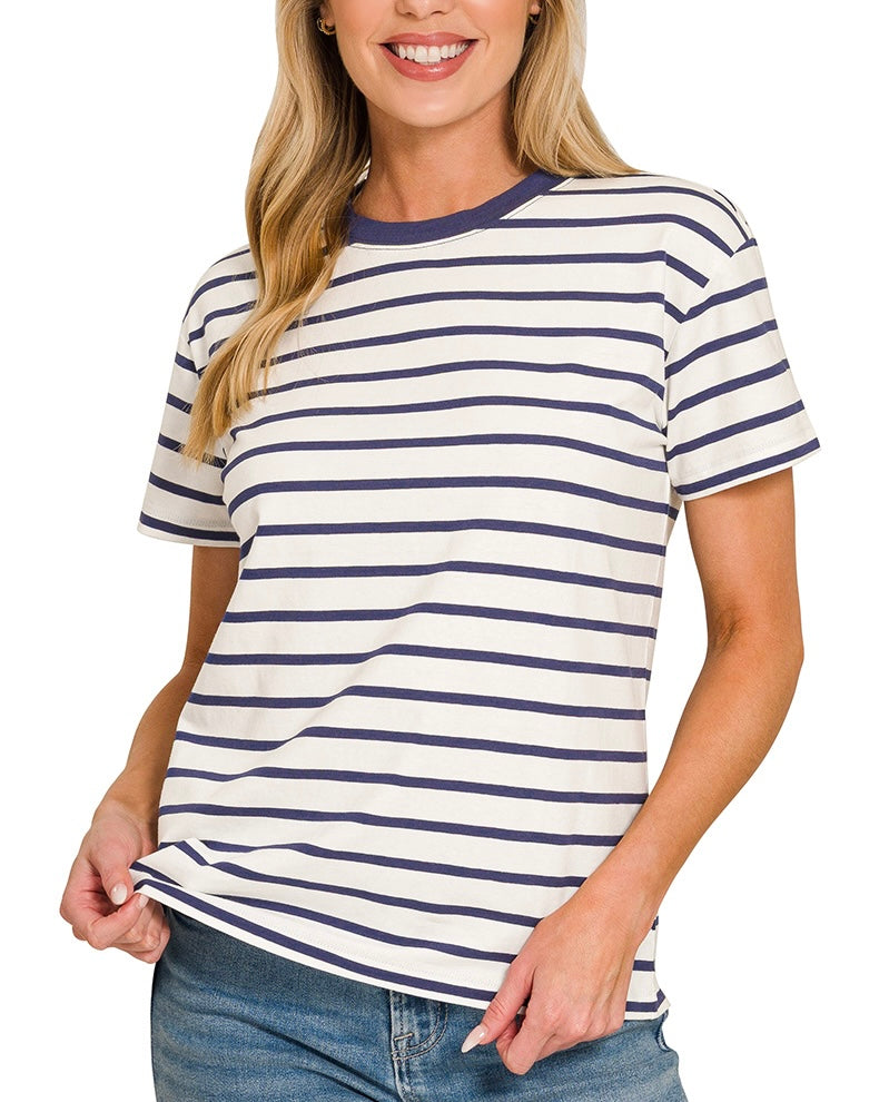Navy Striped Crewneck