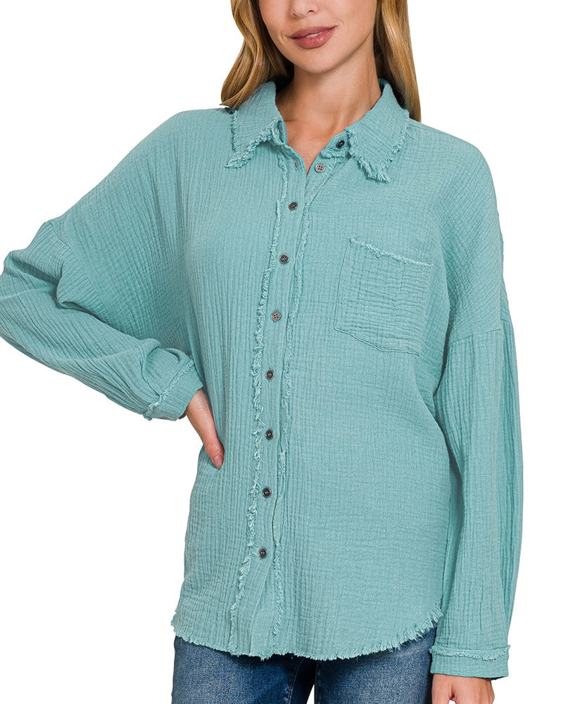 Gauzy Raw Edge Top