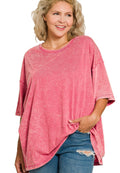 Curvy Acid Washed Tee