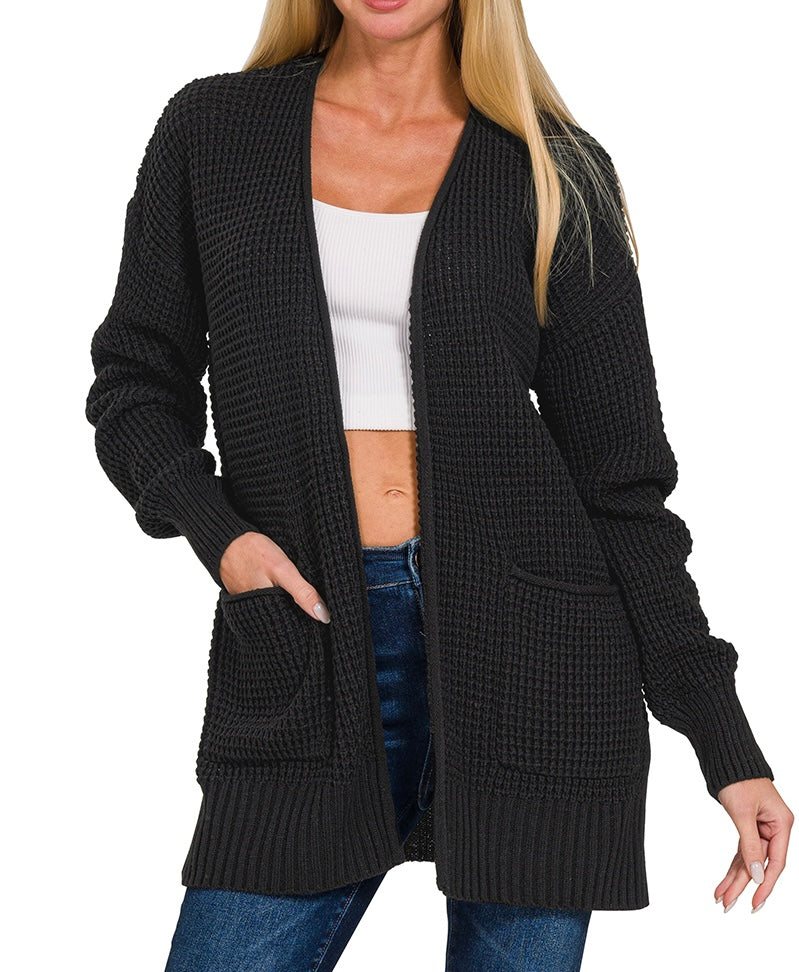 Waffle Open Cardigan
