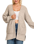 Curvy Beige Waffle Cardigan