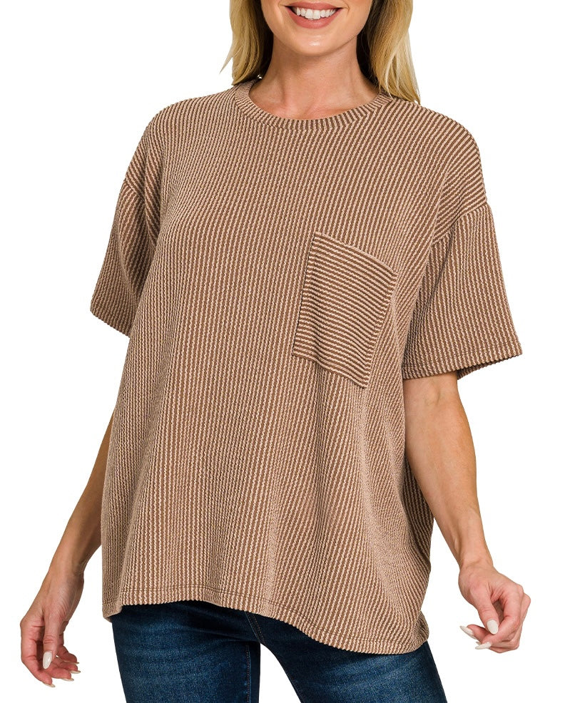 Ribbed Pocket Top