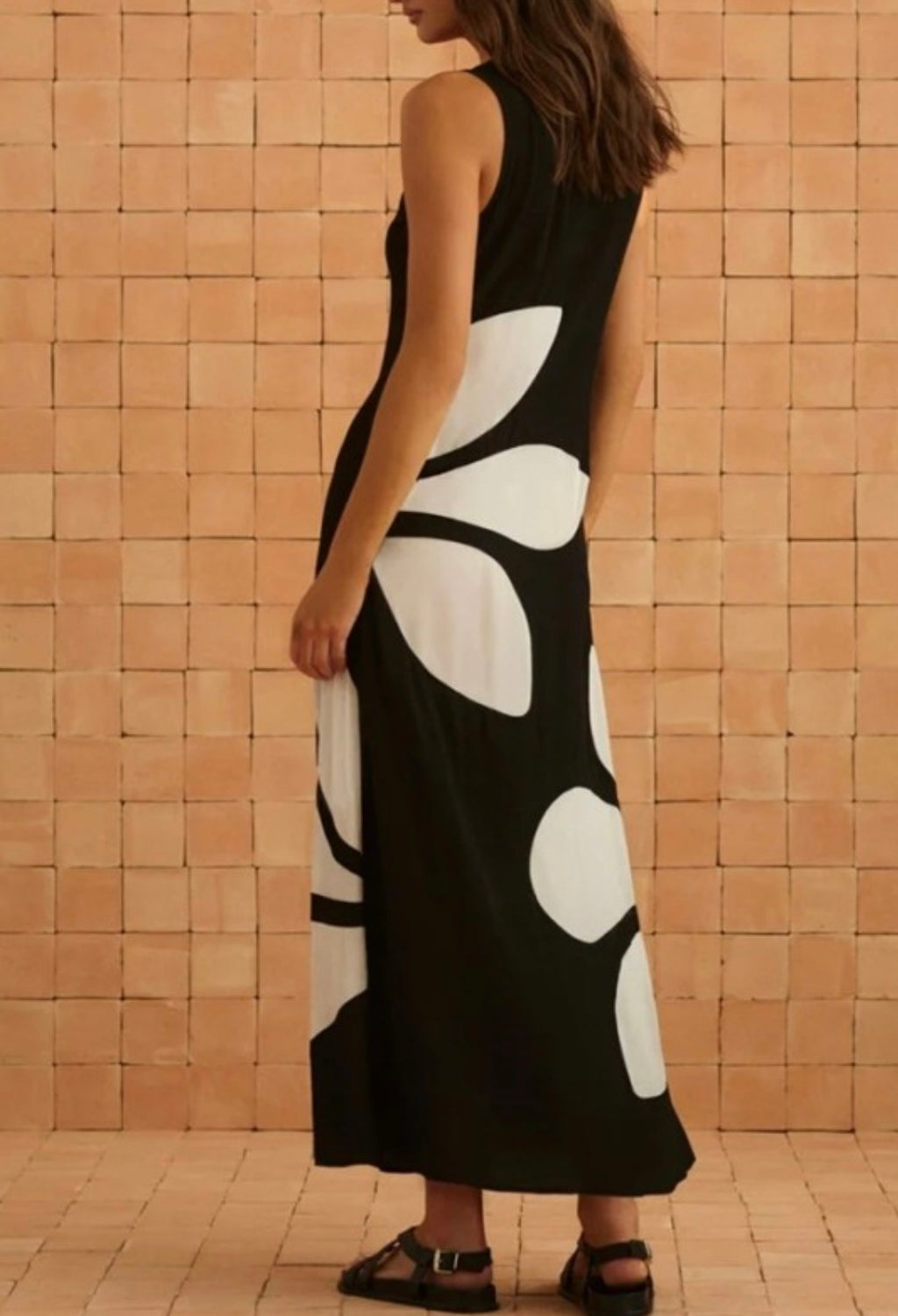 Leaf Print Sleeveless Maxi
