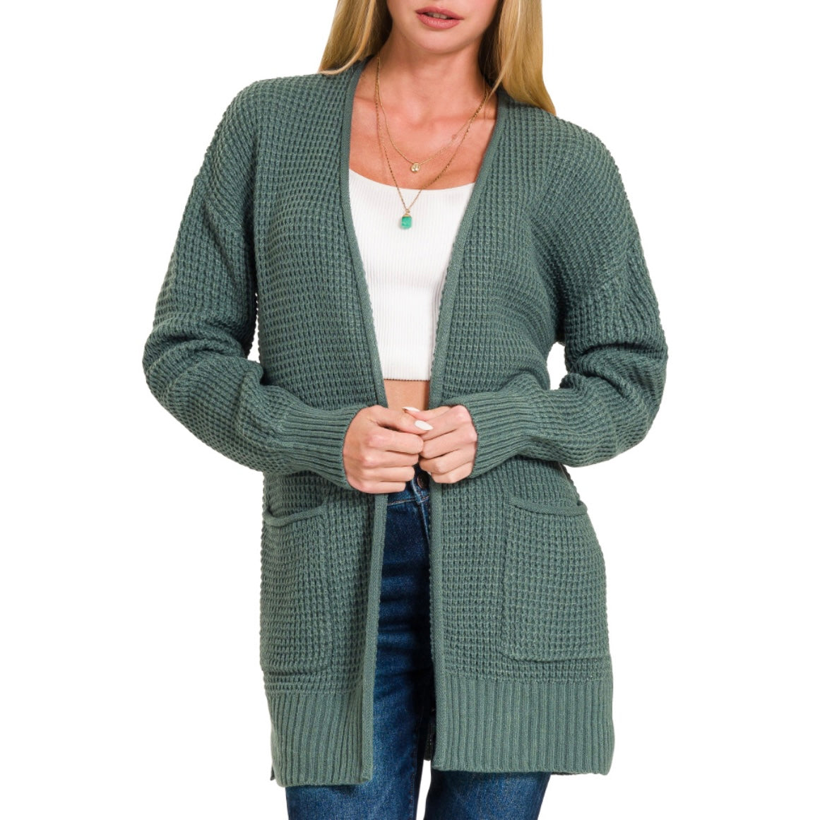 Waffle Open Cardigan