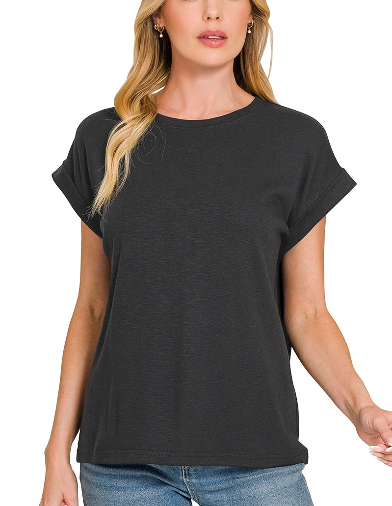 Slub Sleeve Basic Tee