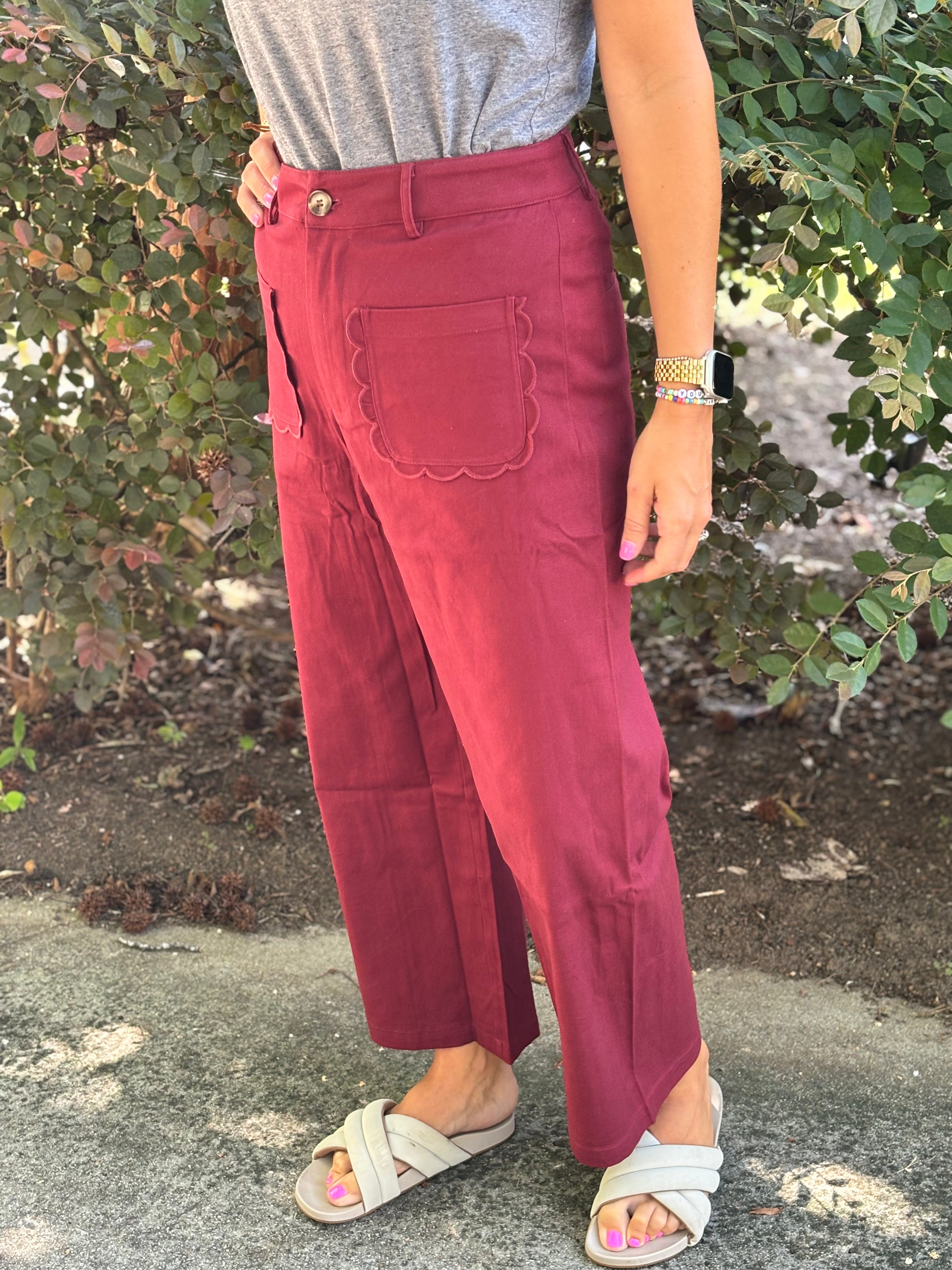 Scalloped Wide Leg Pants