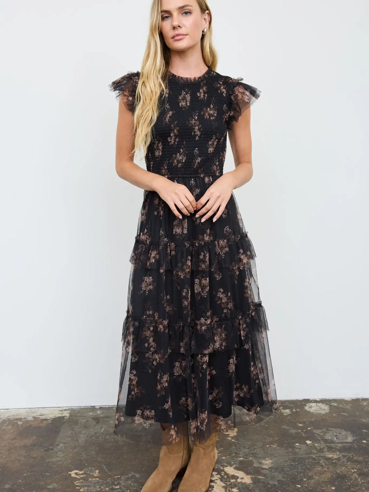 Smocked Ruffle Tiered Dress