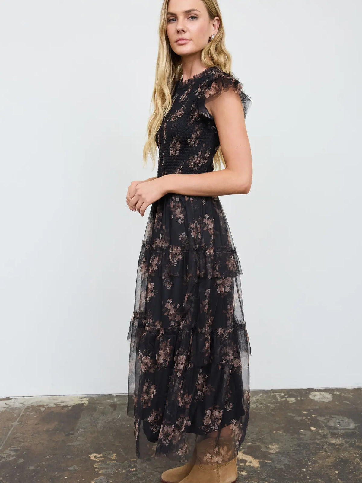Smocked Ruffle Tiered Dress