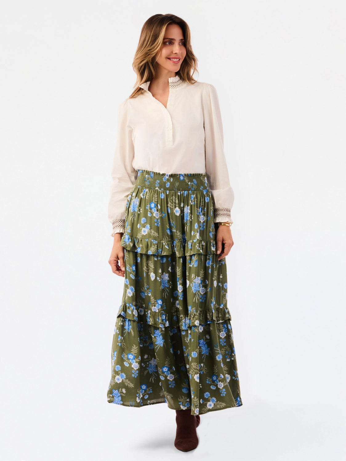 Olive Tiered Skirt