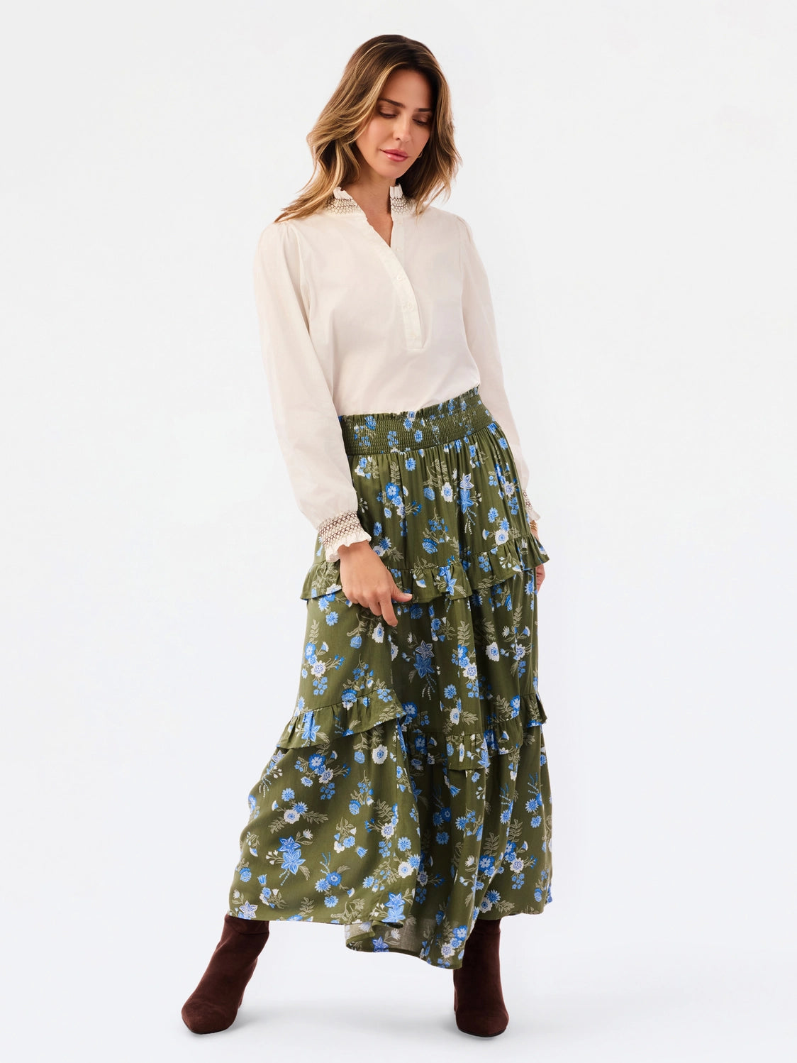 Olive Tiered Skirt
