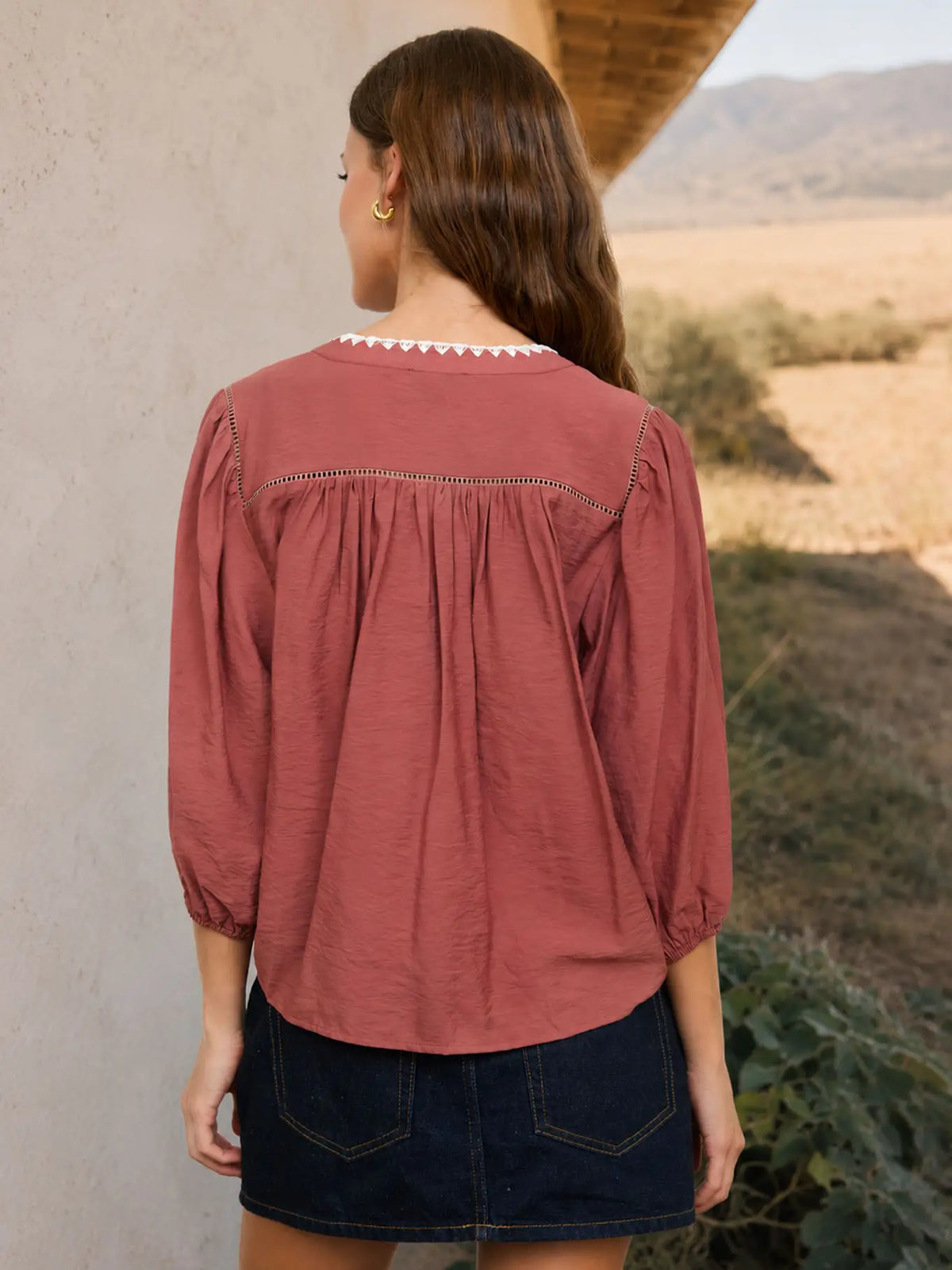 Stitched Button Down Rusty Top