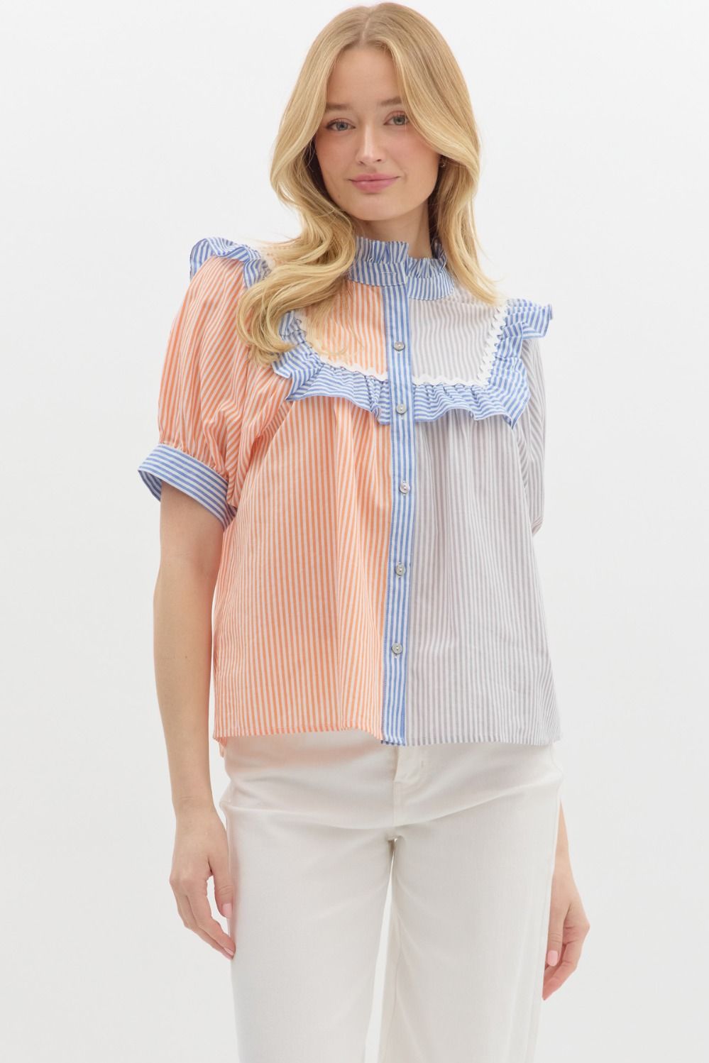 Striped Colorblock Ric Rac Top