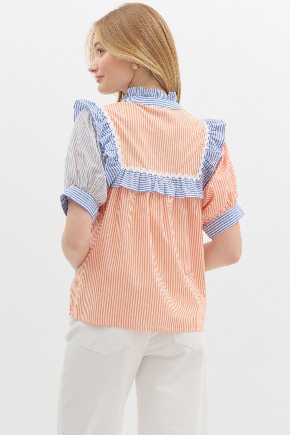 Striped Colorblock Ric Rac Top