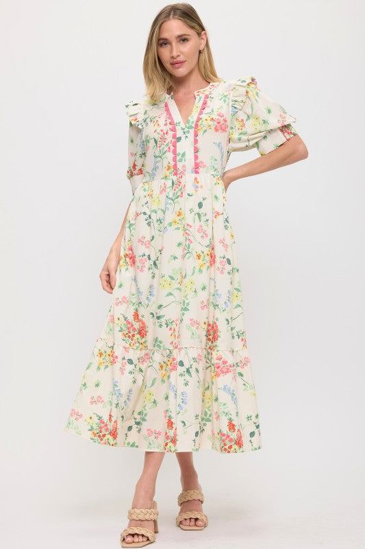 Floral Tiered Midi Dress