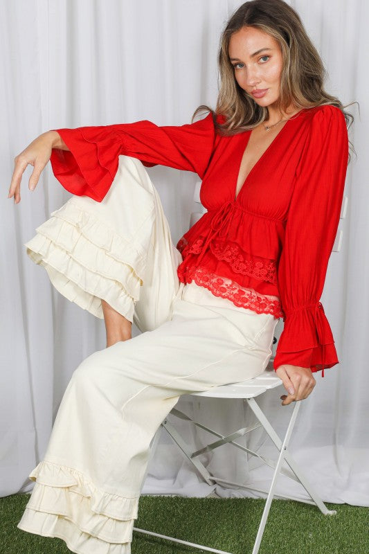 Ruffle Cropped Pants