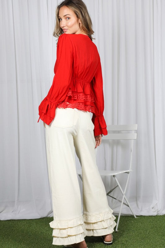 Ruffle Cropped Pants