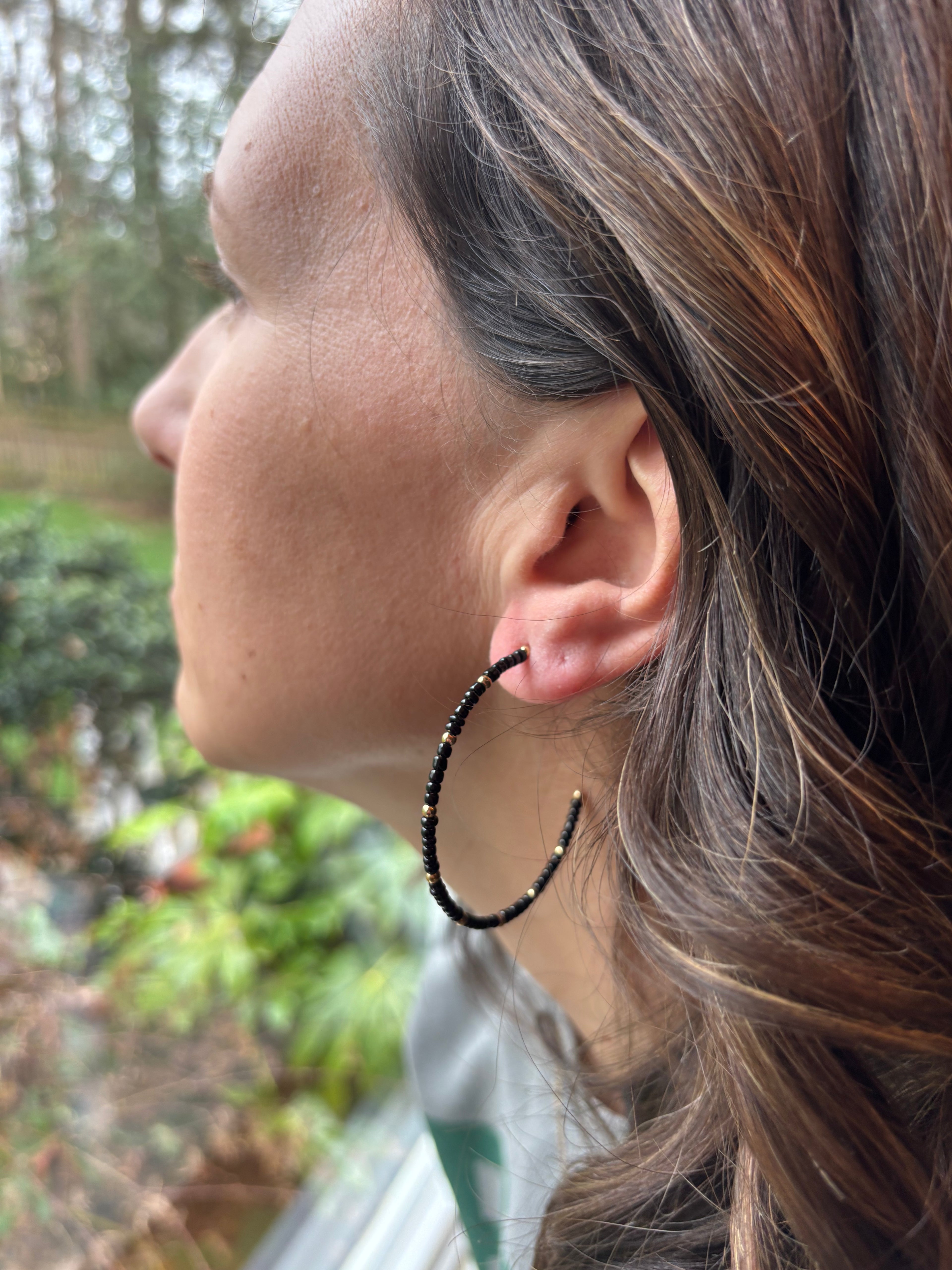 Black and Gold Seed Hoops