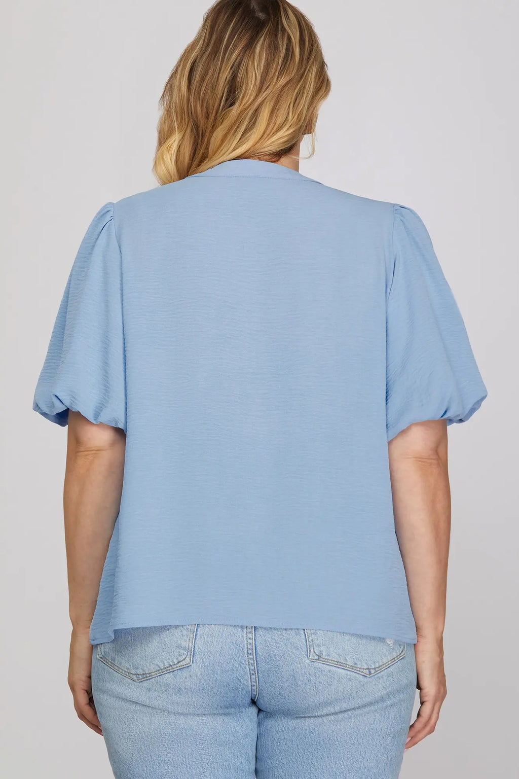 Curvy Blue Bow Top